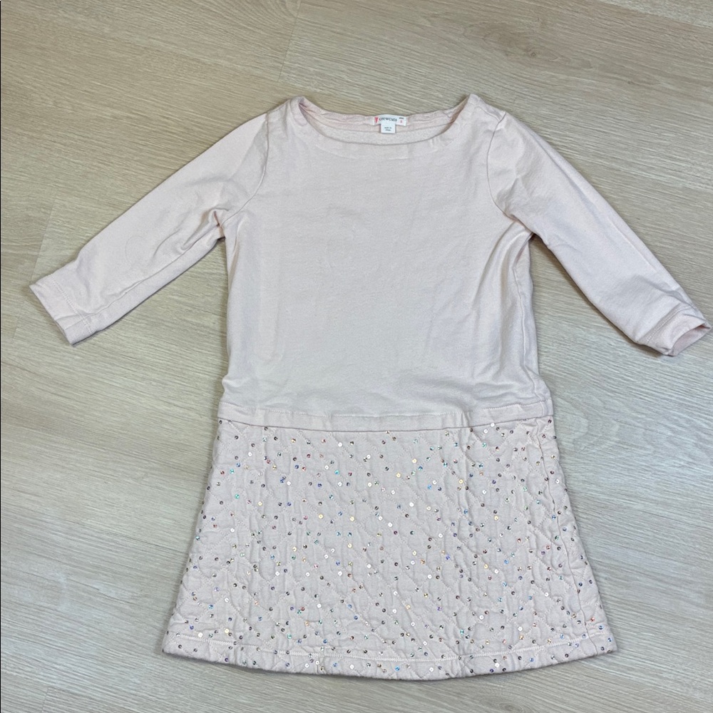 Crewcuts Cream Girl’s size 8 Quilted Dress with Sparkle Sequin Accents